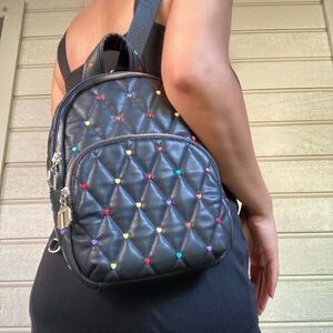 Betsey Johnson Black Floral Interior Backpack